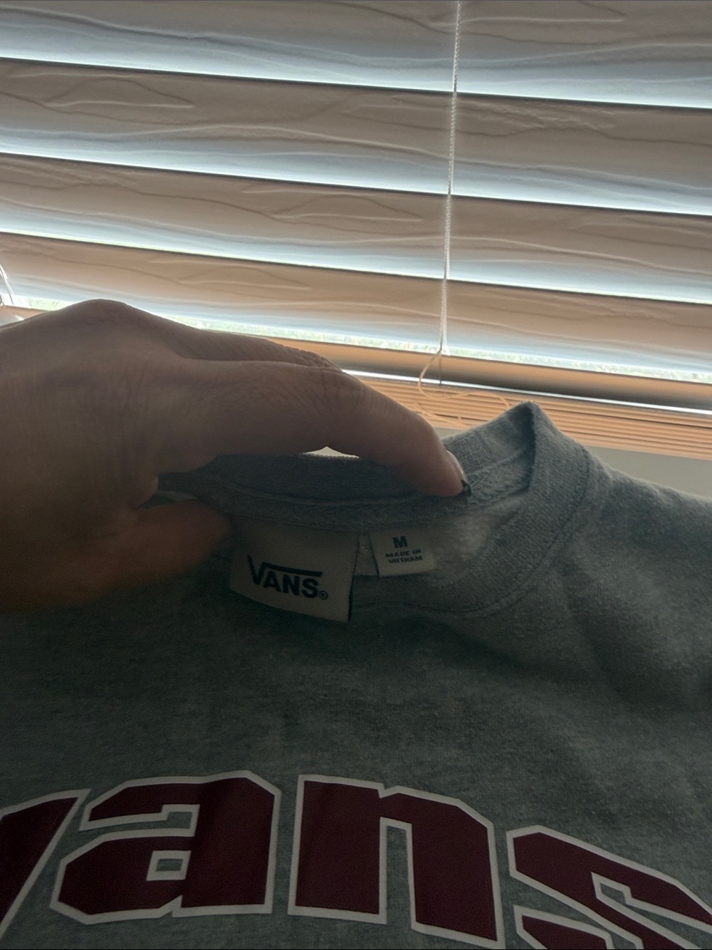 Vans Men’s Gray Crewneck Sweatshirt with Maroon Logo